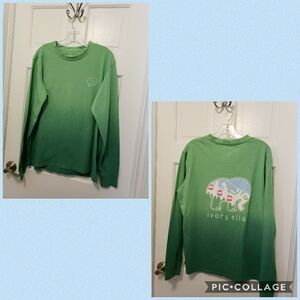 NWT Ivory Ella Grass Green Ombre Long Sleeve Tee, size Medium, Retail $36.00